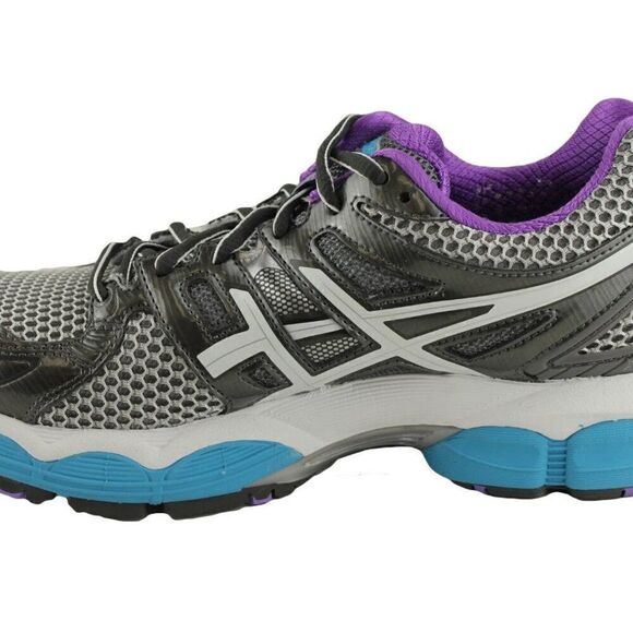 NEW w/Box Asics GEL Nimbus 14 Grey Purple Turquoise Womens Running Shoes 7 US - Picture 5 of 8